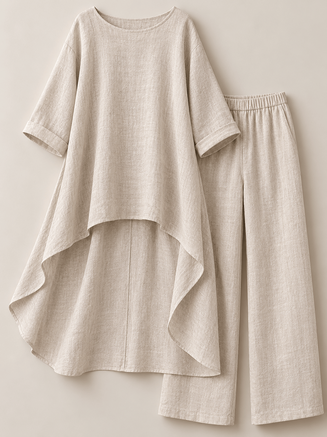 Women’s Flowing Asymmetric Tunic & Wide-Leg Pants Set