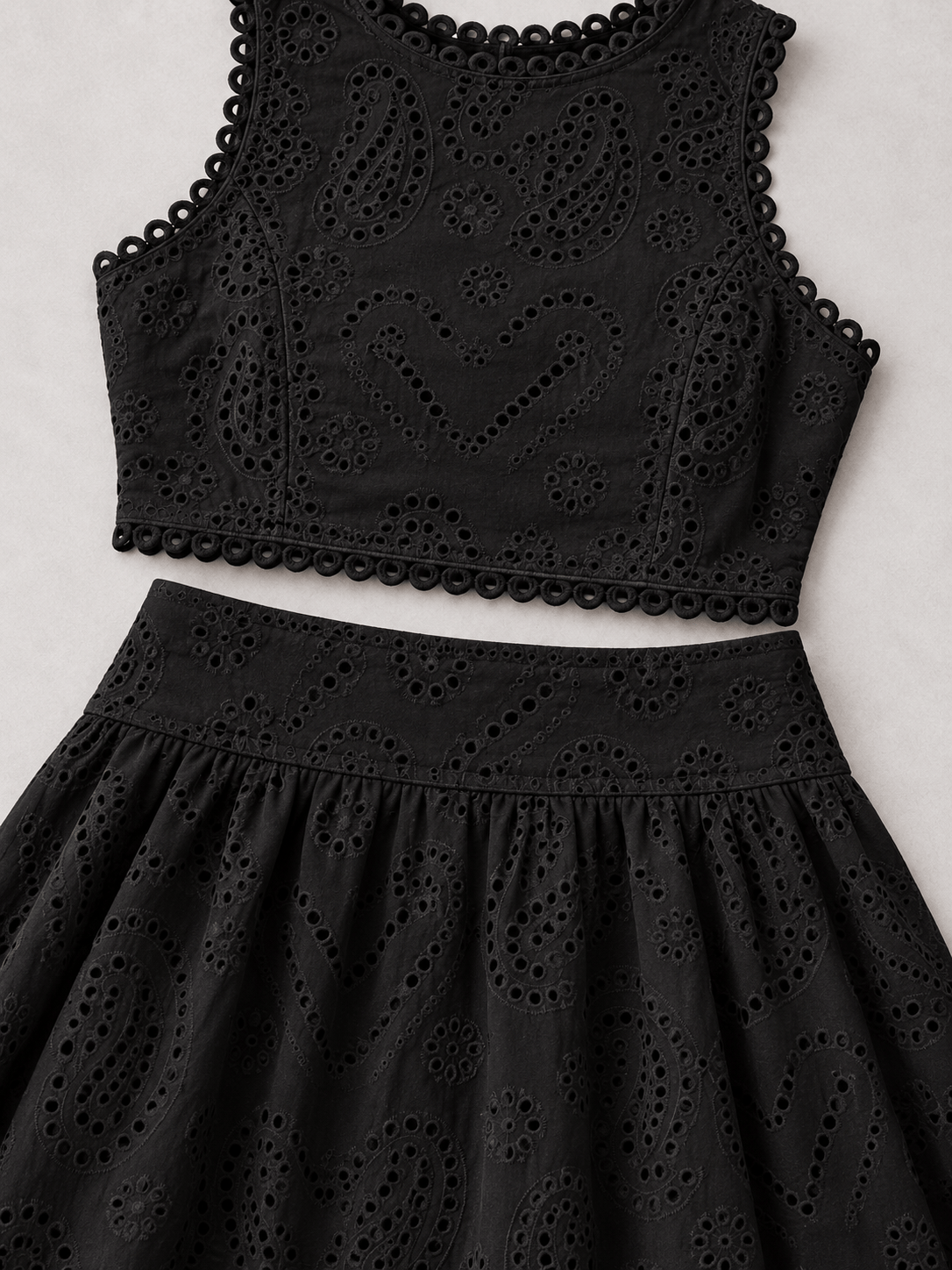 Women’s Eyelet Lace Crop Top & Maxi Skirt Set