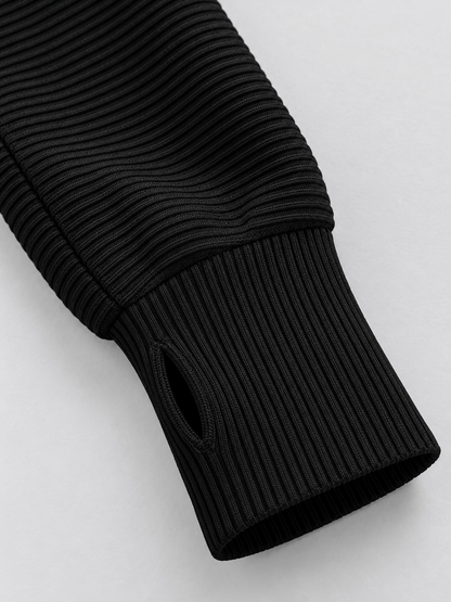 Women’s Ribbed Half-Zip Sweater with Thumbhole Cuffs