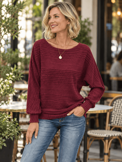 Women’s Textured Knit Relaxed Crewneck Sweater