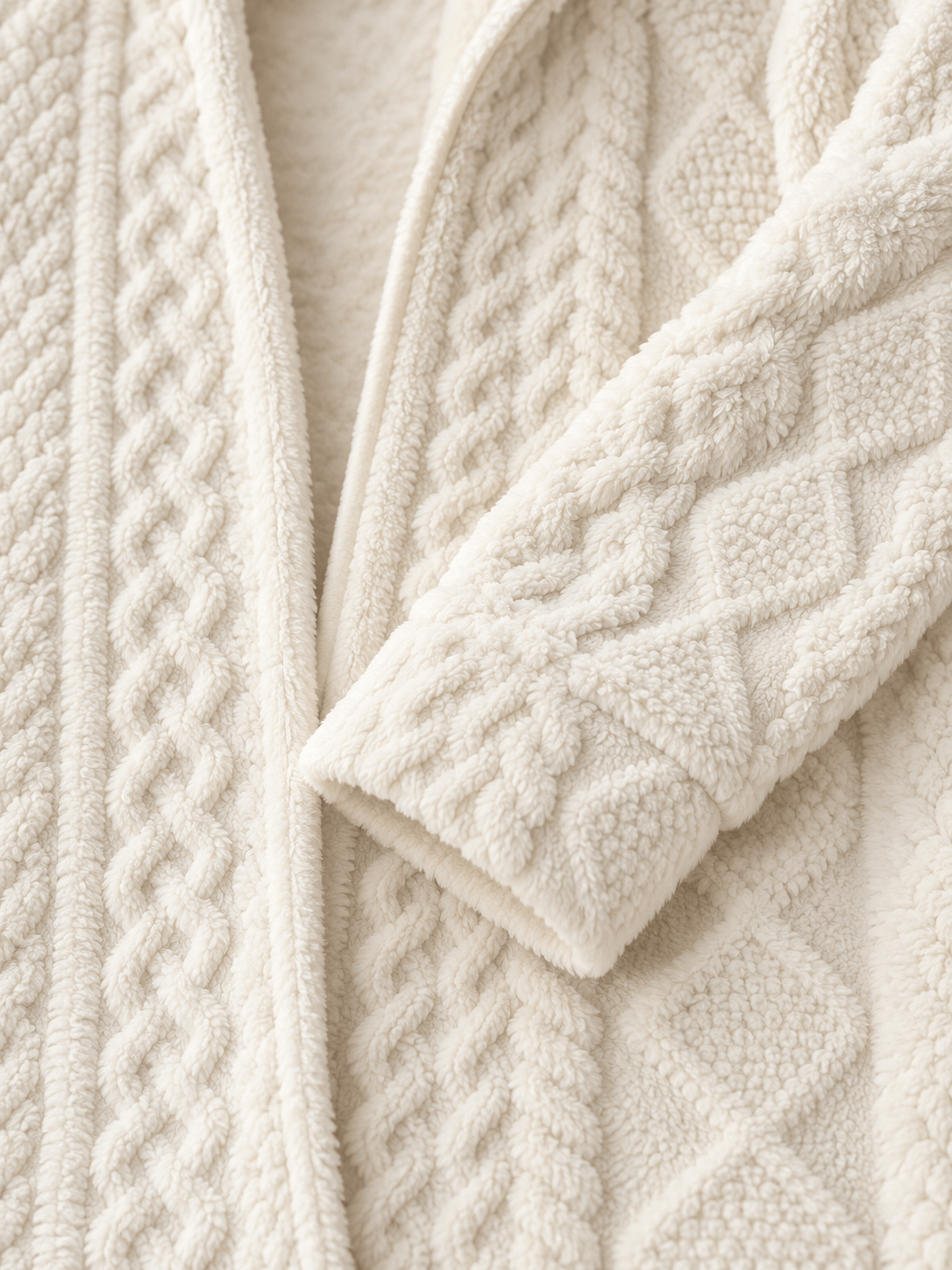 Women’s Textured Plush Hooded Open-Front Cardigan