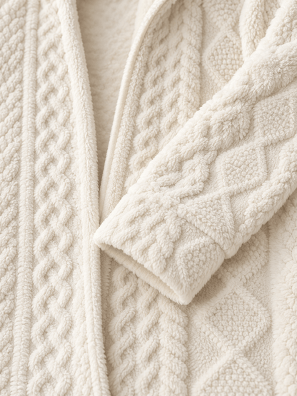 Women’s Textured Plush Hooded Open-Front Cardigan