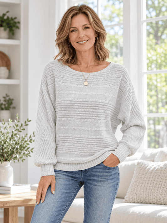 Women’s Textured Knit Relaxed Crewneck Sweater