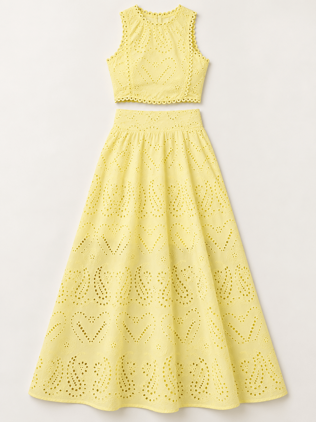 Women’s Eyelet Lace Crop Top & Maxi Skirt Set
