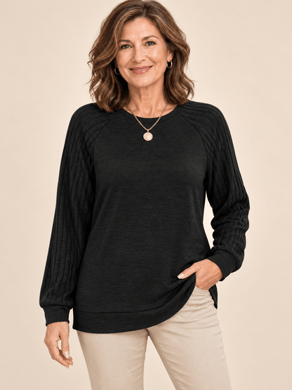 Women’s Textured Raglan Sleeve Crewneck Top