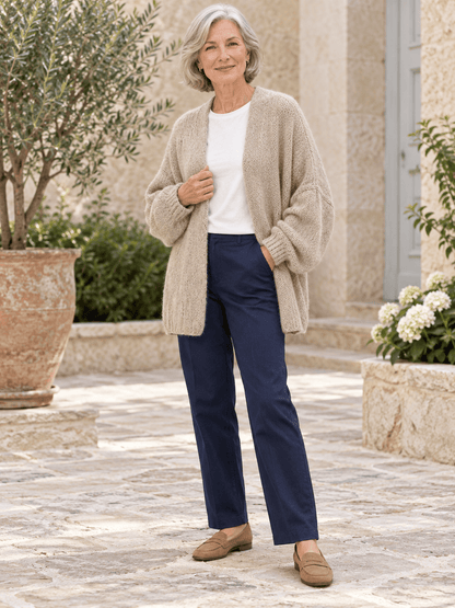 Women’s Oversized Balloon-Sleeve Open-Front Knit Cardigan