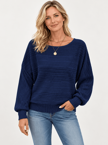 Women’s Textured Knit Relaxed Crewneck Sweater