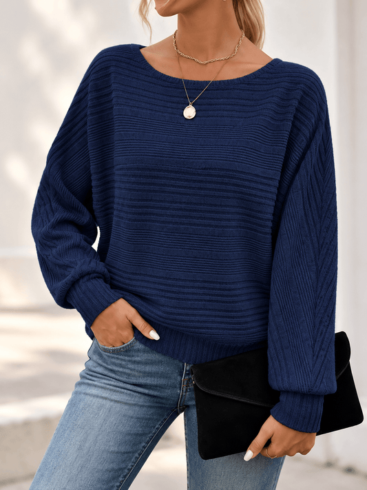 Women’s Textured Knit Relaxed Crewneck Sweater