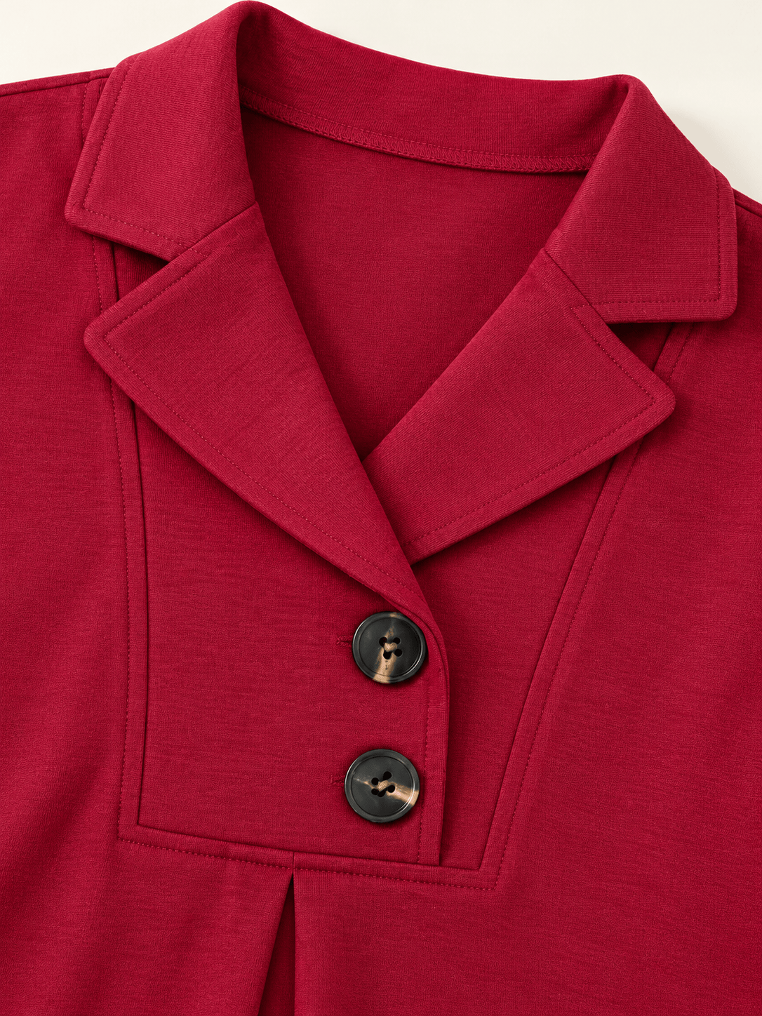 Women’s Lapel Collar Two-Button Pleated Tunic Top