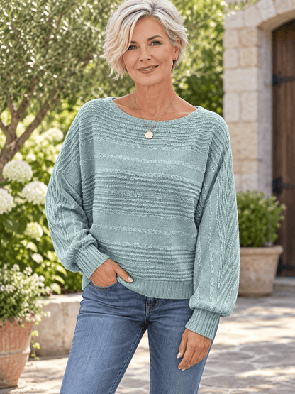 Women’s Textured Knit Relaxed Crewneck Sweater