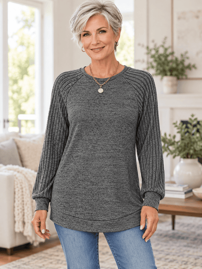 Women’s Textured Raglan Sleeve Crewneck Top