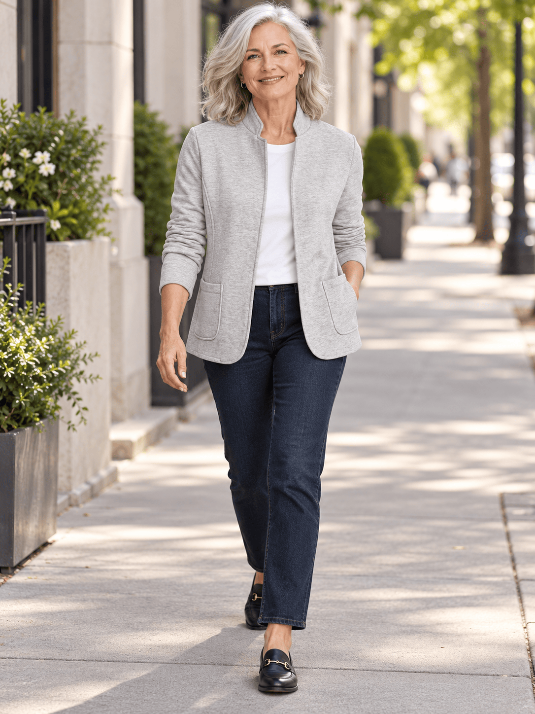 Women’s Everyday Open-Front Knit Blazer with Pockets