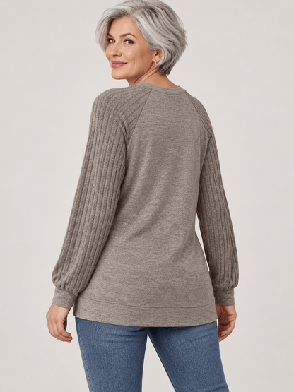 Women’s Textured Raglan Sleeve Crewneck Top