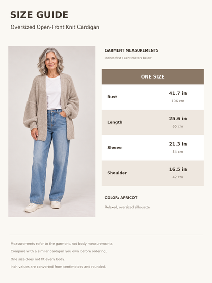 Women’s Oversized Balloon-Sleeve Open-Front Knit Cardigan