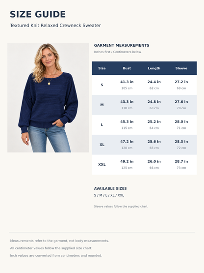 Women’s Textured Knit Relaxed Crewneck Sweater