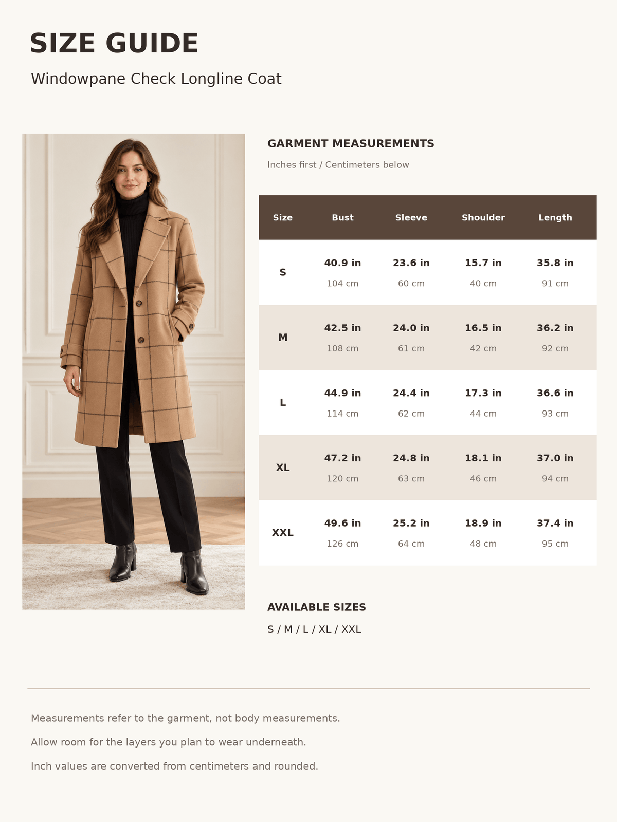 Women’s Windowpane Check Notched-Lapel Longline Coat